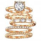 Ring Party Rings Multi Pack Stacking 5 Ring Set ~ Goldtone ~ Size 8 ~ NEW Boxed