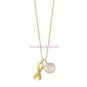 Breast Cancer Pink Hope Rose Quartz Long Necklace Goldtone ~ Avon ~ Circa 2019 ~