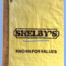 Vintage SHELBY'S Grocery-Greeting Card Yellow Plastic Bag with Black Lettering