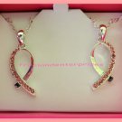 Breast Cancer Share The Love Necklace 1 Set of 2 Silvertone Necklaces to Share
