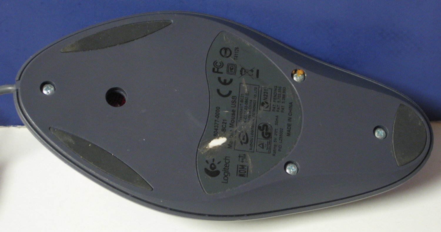 Logitech TBC21 Marble Mouse USB 4 Button Trackball 2002 Vintage