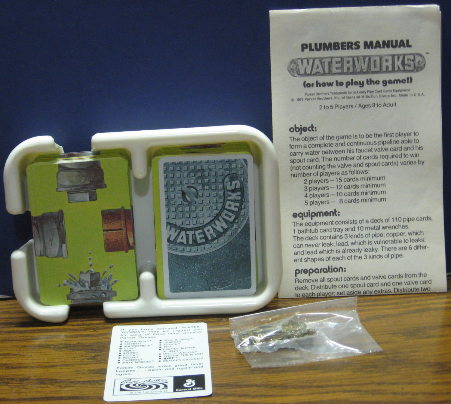 Waterworks Leaky Pipe Card Game Parker Brothers Open Box 1972 Vintage