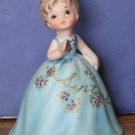 Ceramic Bell - Girl In Blue September Gown - 4" x 2 3/4" - Made in Taiwan