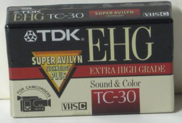 TDK TC-30 E-HG - 30 Minute VHS-C Video Camcorder Cassette Tape - 1990s Vintage