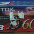 Audio Cassette Tape - TDK D60 - 60 Minutes - Pack of 3 - New / Sealed