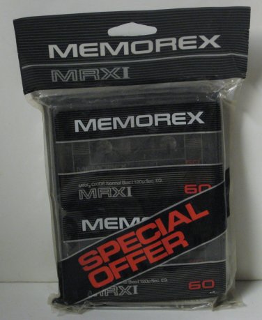 Audio Cassette Tape - Memorex MRXI 60 Minute Tapes - 2 Tape Pack - New
