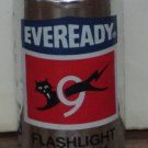 Eveready D Cell Flashlight Battery - 9 Lives Logo - Silver - Union Carbide - 1970s Vintage