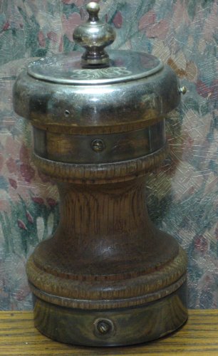 Gorham Silverplate on Wood Short Pepper Mill Grinder - 4 1/2" 1950s or 1960s Vintage