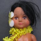 Hawaiian Blow Molded Plastic 15" Hula Doll with Grass Skirt and Lei - 1960s or 1970s Vintage