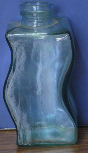 Early to Mid 20th Century Short Green Glass Bottle / Whiskey Decanter - 3.75"