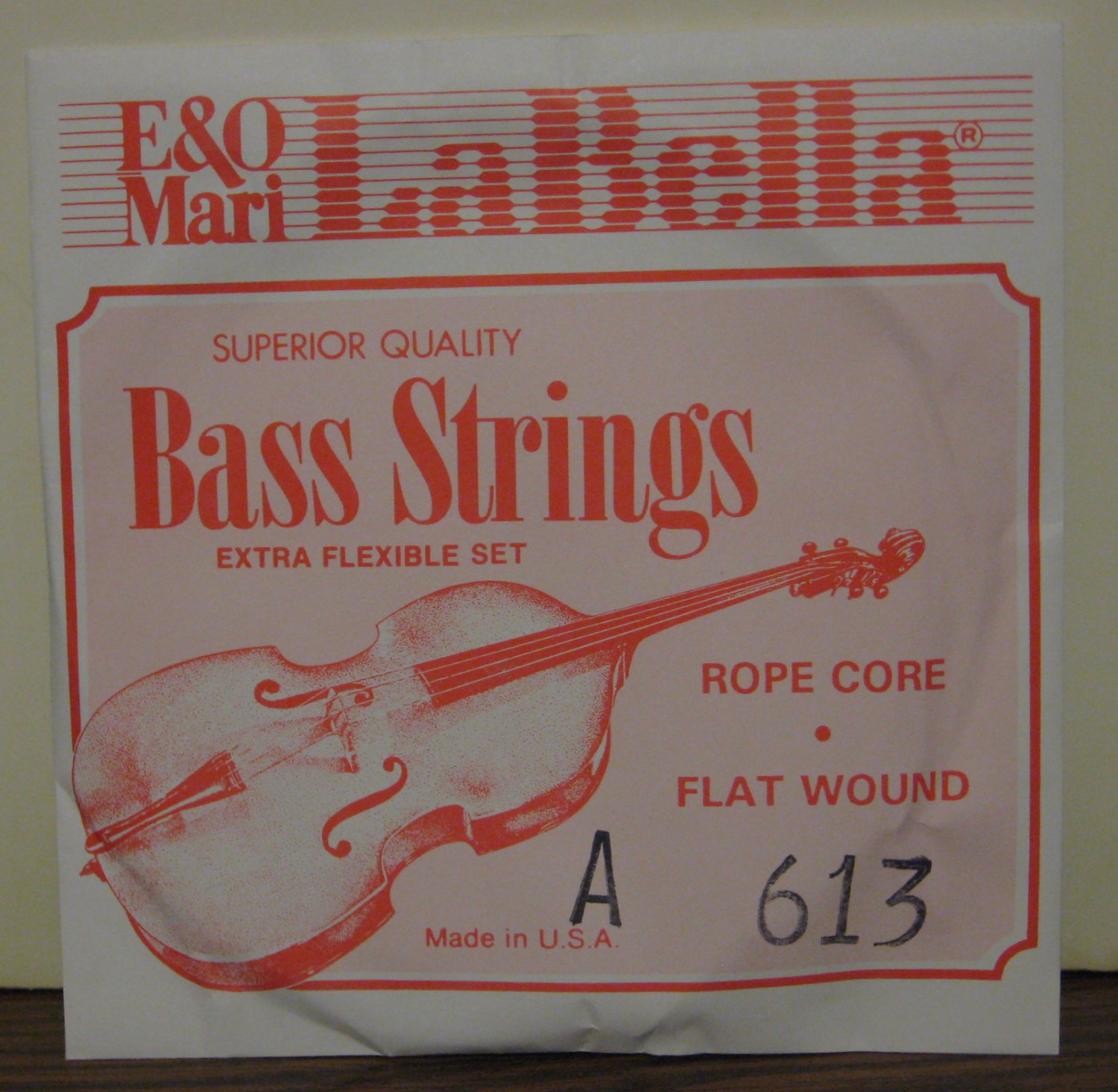 Bass Violin String E & O Mari LaBella Rope Core Flat Wound A613