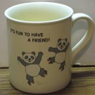 Hallmark Mug Mates Coffee Cup Pandas It's Fun to Be a Friend - 1985 Vintage