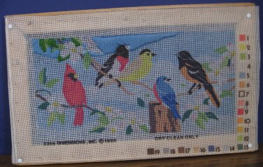 Dimensions Needlepoint or Cross Stitch Song Birds Pattern - Partially Worked - 1985