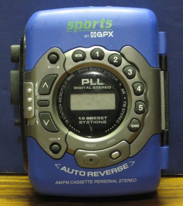 GPX C3327RS Personal Sports Portable Cassette Player AM / FM Radio - Blue