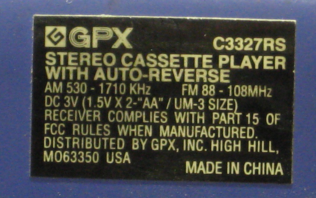 GPX C3327RS Personal Sports Portable Cassette Player AM / FM Radio Blue