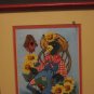 Anthropomorphic Crow Lady Matted and Framed Needlepoint Wall Hanging - 1980s Vintage