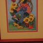Anthropomorphic Crow Lady Matted and Framed Needlepoint Wall Hanging - 1980s Vintage