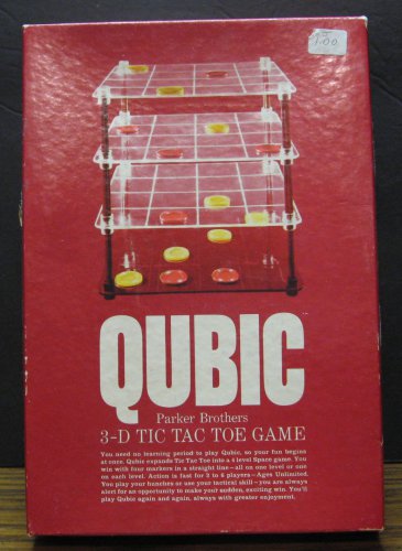 Qubic 3D 4 Level Tic-Tac-Toe Game - Parker Brothers #400 - 1965 Vintage