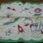 Handkerchief - Space Cadet with Bubble Helmet Duckling - Green White - 1950s Vintage