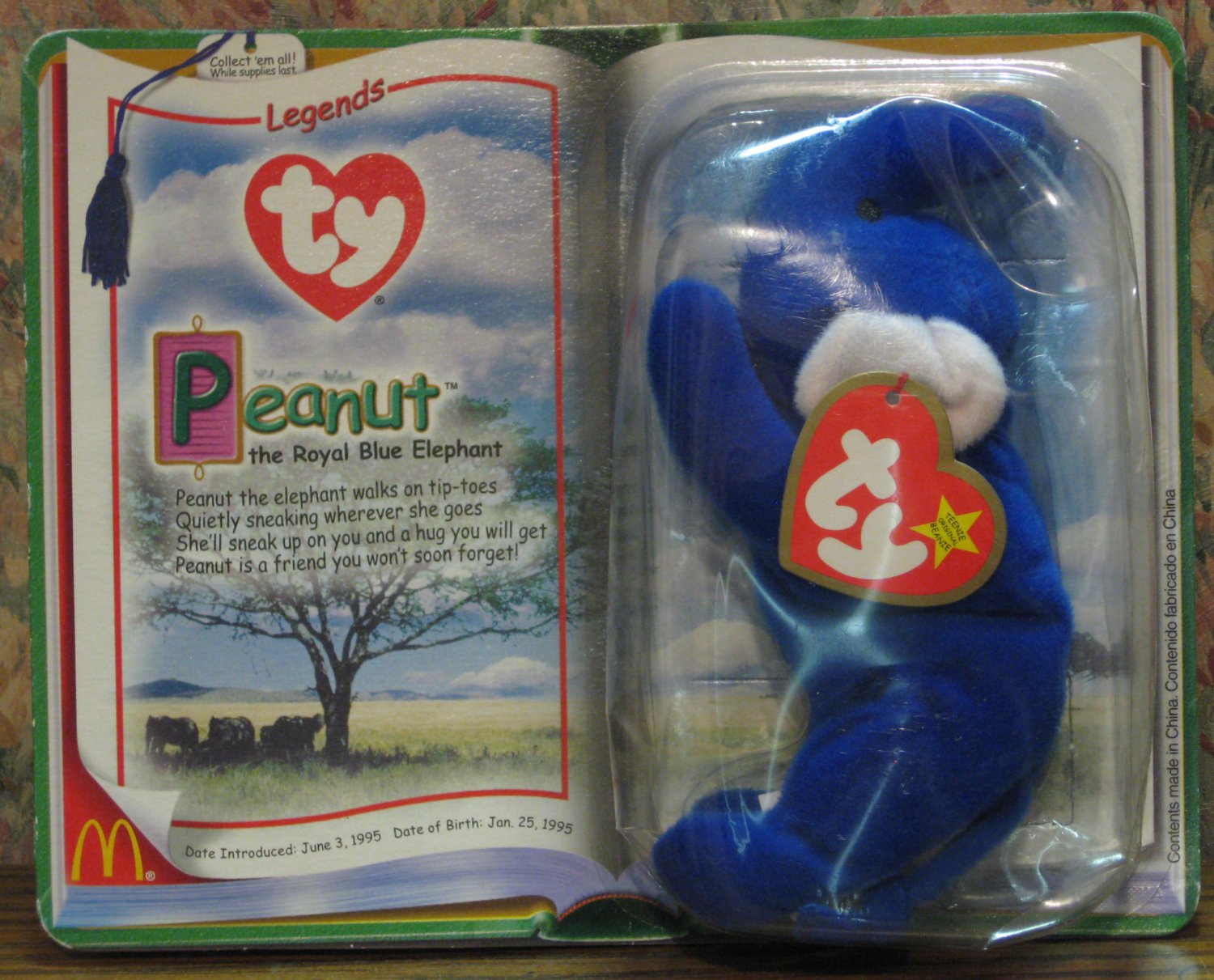 peanut blue elephant beanie baby