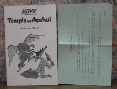 Computer Book - Temple of Apshai Manual - Commodore / Apple / Atari / IBM - 1982 Vintage