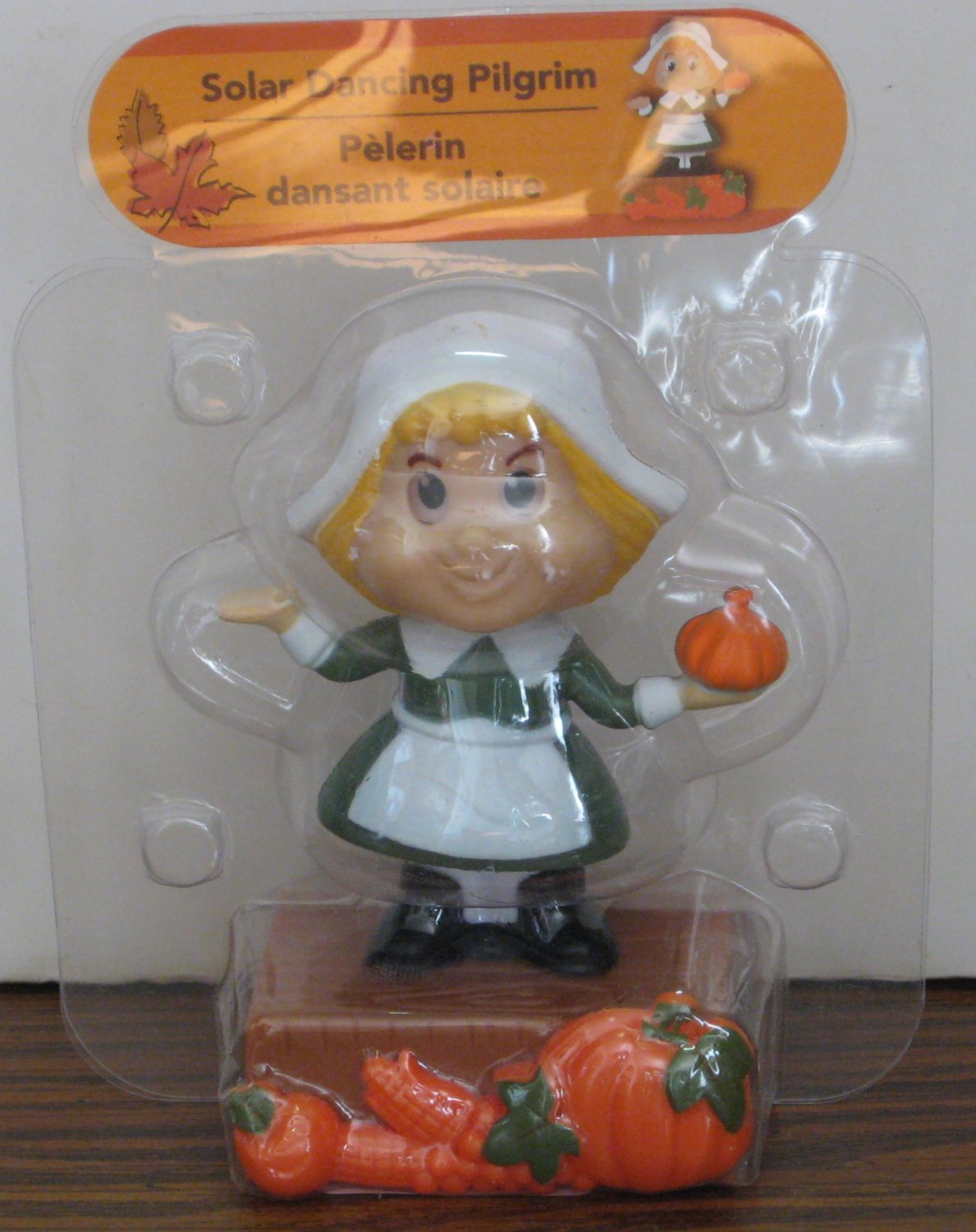SOLD Solar Dancing Pilgrim Girl Thanksgiving Light Activated