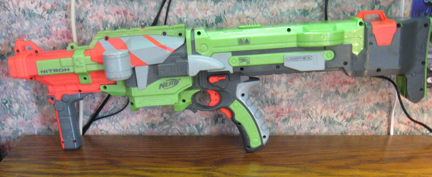 Nerf Vortex Nitron Motorized Foam Disc Launcher Blaster Rifle - Green ...
