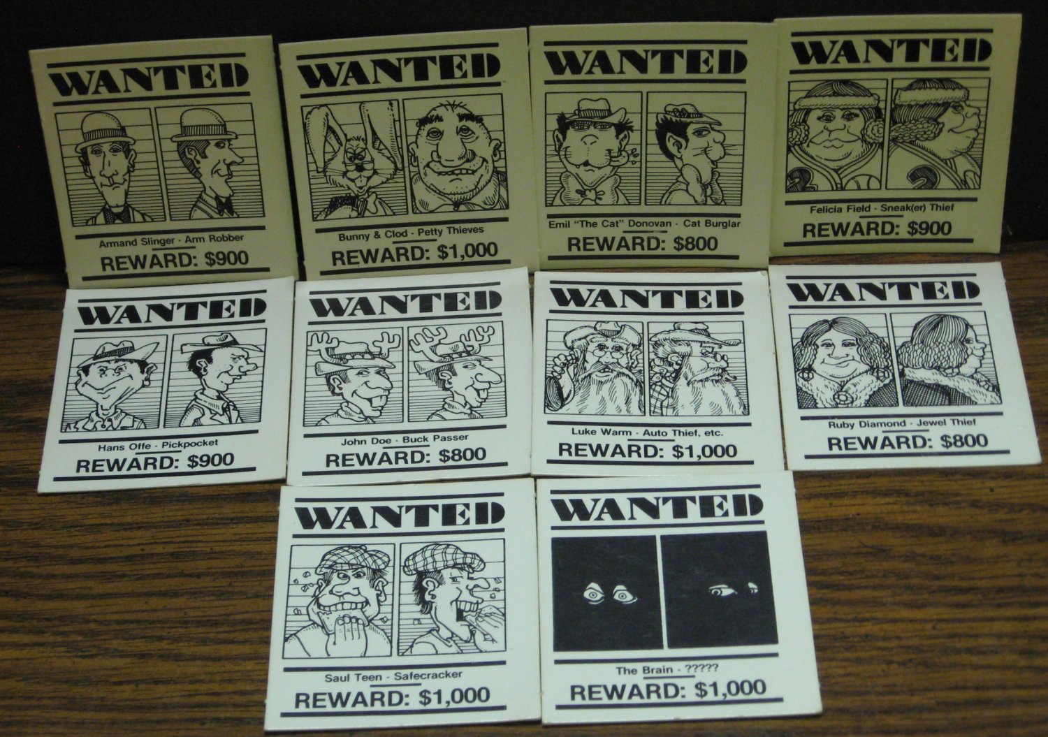 Stop Thief Board Game - Replacement Stack of Wanted Cards - Parker Brothers - 1979 Vintage