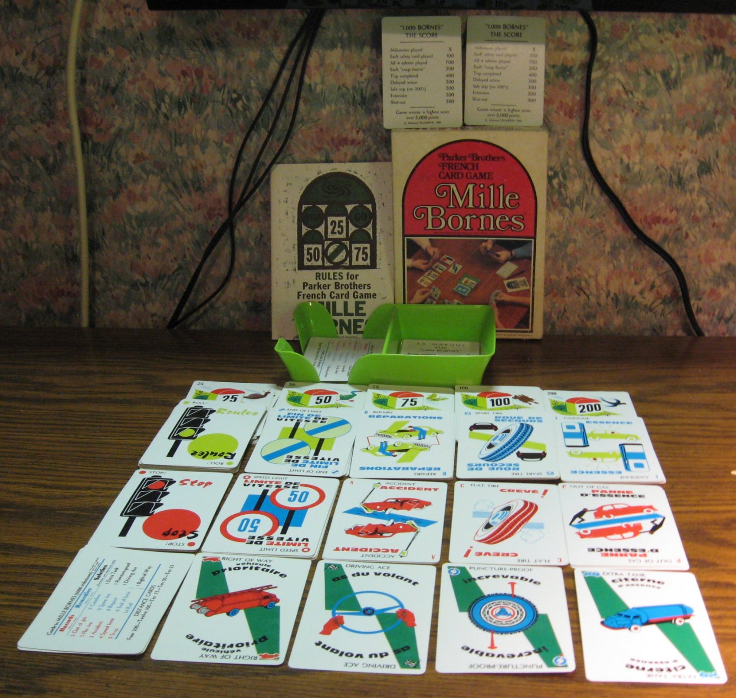 Mille Bornes French Auto Road Trip / Racing Card Game - Parker Brothers - 1971 Vintage