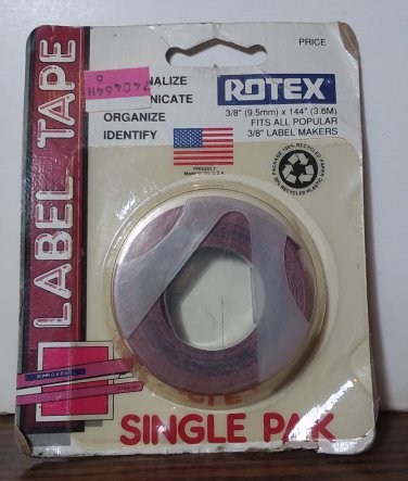 Rotex Roll of Red Label Maker Tape - 3/8" - New on Card 12 Foot Roll - 1980s Vintage