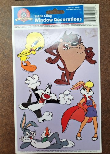Looney Tunes Static Cling Window Decals &acirc;�� Lola Bunny Bugs Sylvester Tweety Taz &acirc;�� 1997 Vintage