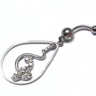Crystal Cat Dangle Belly Navel Ring BJ37
