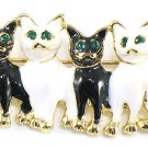 Adorable Black and White Cat Kitten Brooch Pin Broach BP39