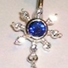 Blue Crystal Sun Dangle Navel Belly Button Ring BJ33