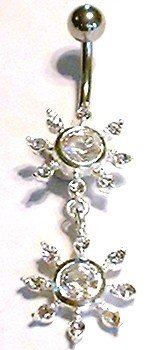 Clear Crystal Sun Dangle Navel Belly Button Ring BJ32