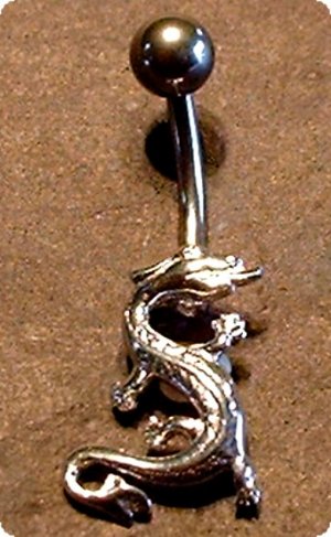 Sterling Silver Dragon Navel Belly Ring 14G BJ126