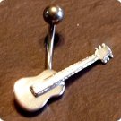 Sterling Silver Guitar Navel Belly Button Ring BJ125 Sterling Silver Guitar Navel Belly Button Ring BJ125