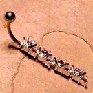 Sexy Pink Sparkling Crystal Stainless Steel Belly Ring BJ124