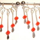 Pair of 2 RED Crystal Dangle Nipple Shield Rings BJ61