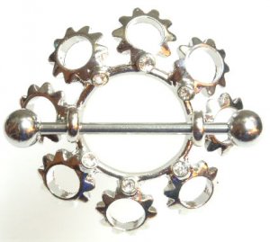 Pair of 2 Crystal Sun Nipple Shield Rings BJ60