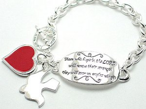 Inspirational bracelet inscribed: "Those who hope in the LORD...BR58