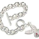 Crystal Pave Bunny Charm Rhodium Finish Toggle Bracelet BR07