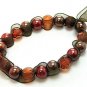 Ribbon wrapped copper glass pearl stretch bracelet BR18