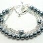 Multi strands lucite beads & chains magnetic bracelet BR70