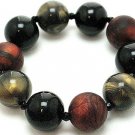 Copper/black/gold Lucite marble beads stretch bracelet BR19