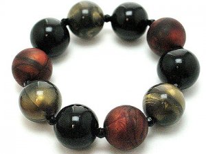Copper/black/gold Lucite marble beads stretch bracelet BR19
