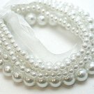 Elegant 5 strands Creamy Pearls with ribbon stretch bracelet BR20