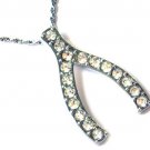Lucky Crystal Wishbone Pendant Necklace NP24