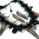 Fun Unique Faux Fur and Lucite Beads Necklace and Earrings set NP138 Fun Unique Faux Fur and Lucite Beads Necklace and Earrings set NP138