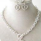 3 PC SET VIP Peace Sign Heart Necklace Bracelet Earrings NP142